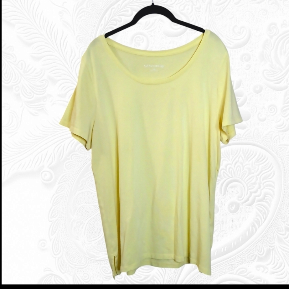 Soft Surroundings Basic Yellow Scoop Neck T-Shirt